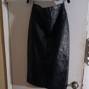 Wilson Black Leather Pencil Skirt